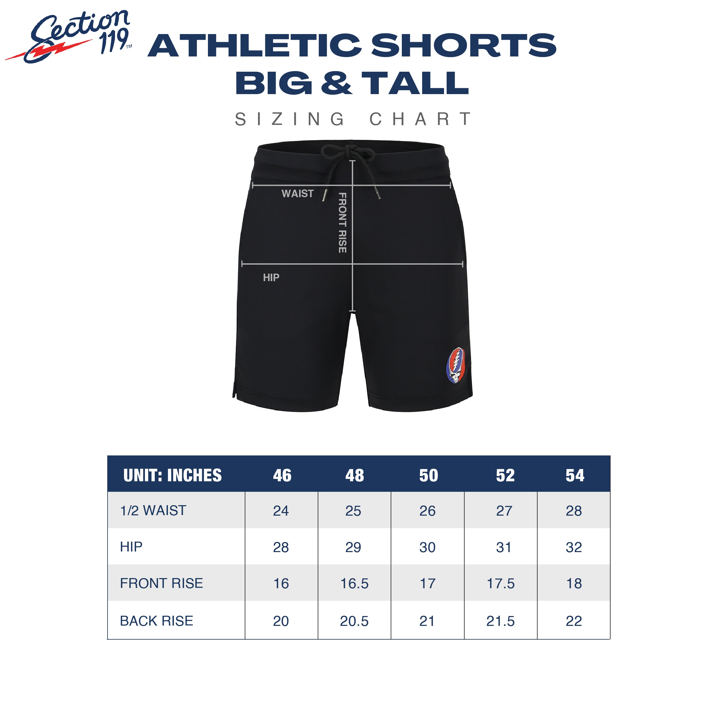 Big and Tall Grateful Dead Athletic Stealie Shorts - Section 119