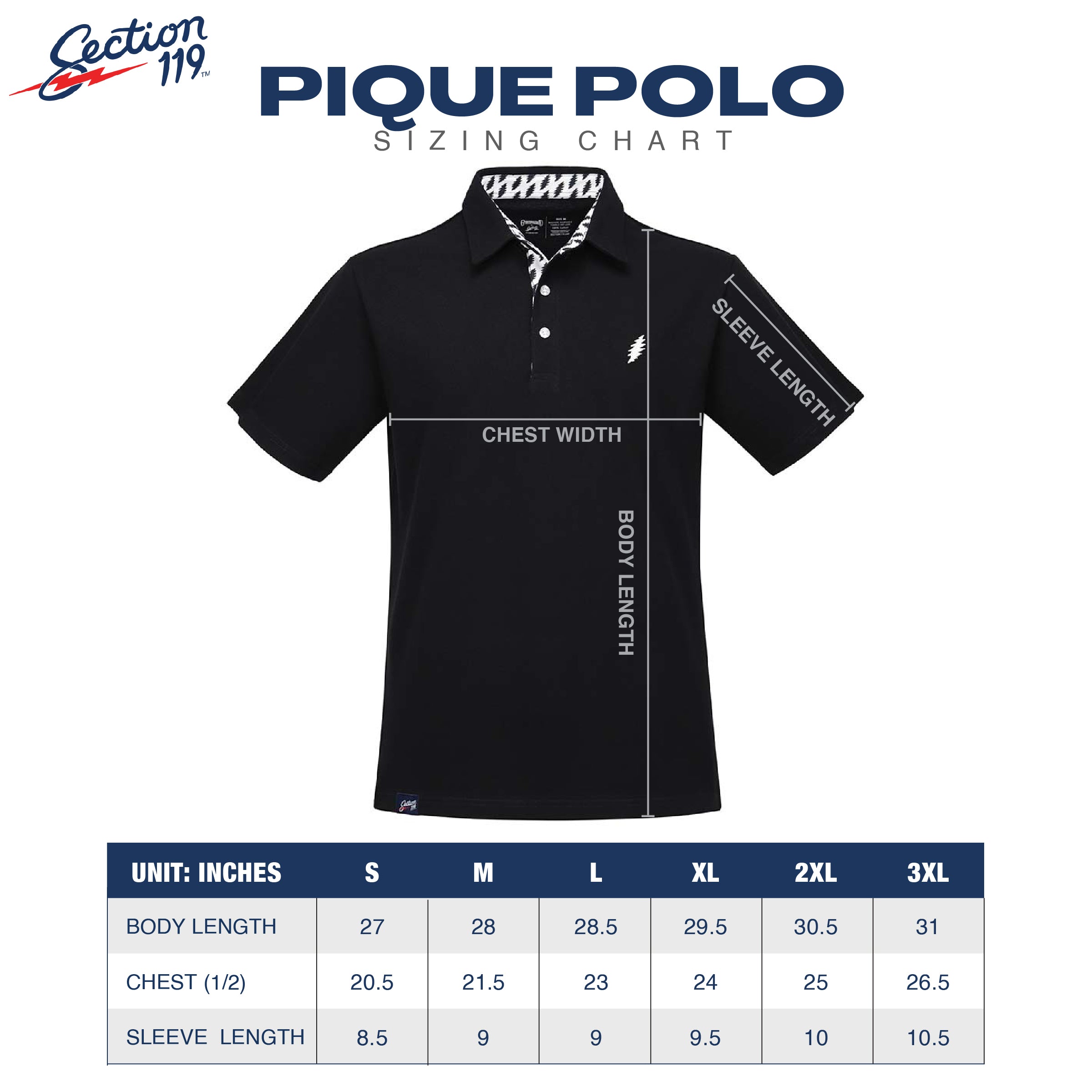 GD Pique Polo Navy Bolts - Section 119
