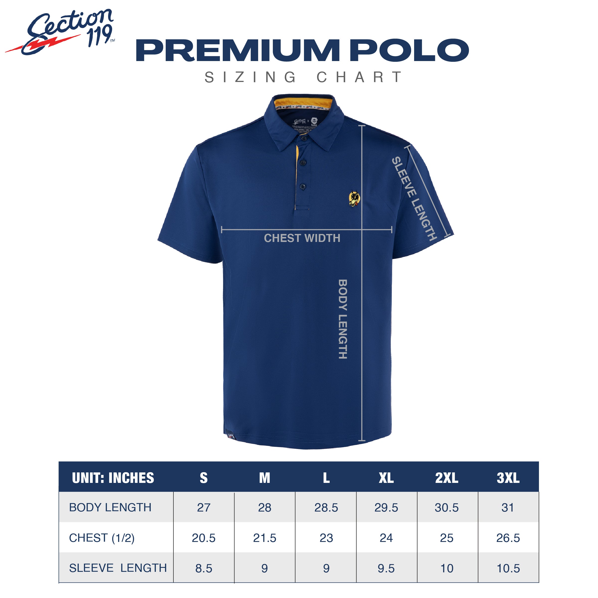 PRE-ORDER Jerry Garcia Premium Navy Wolf Performance Polo - Section 119