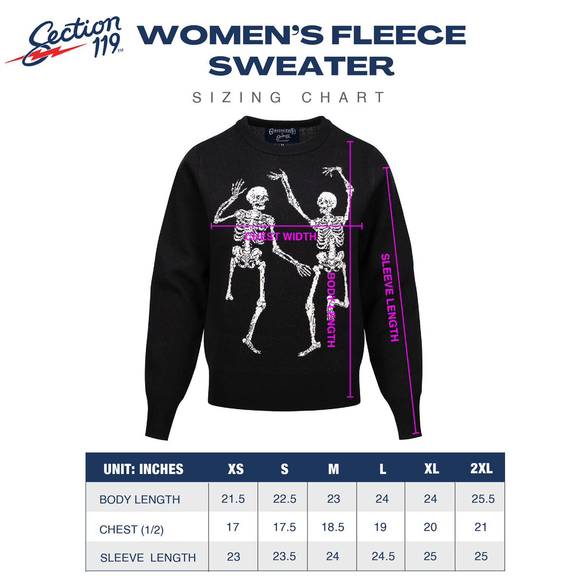 Ships 11/1: Premium Grateful Dead Women's Bear and Bolt Fitted Sweater - Section 119