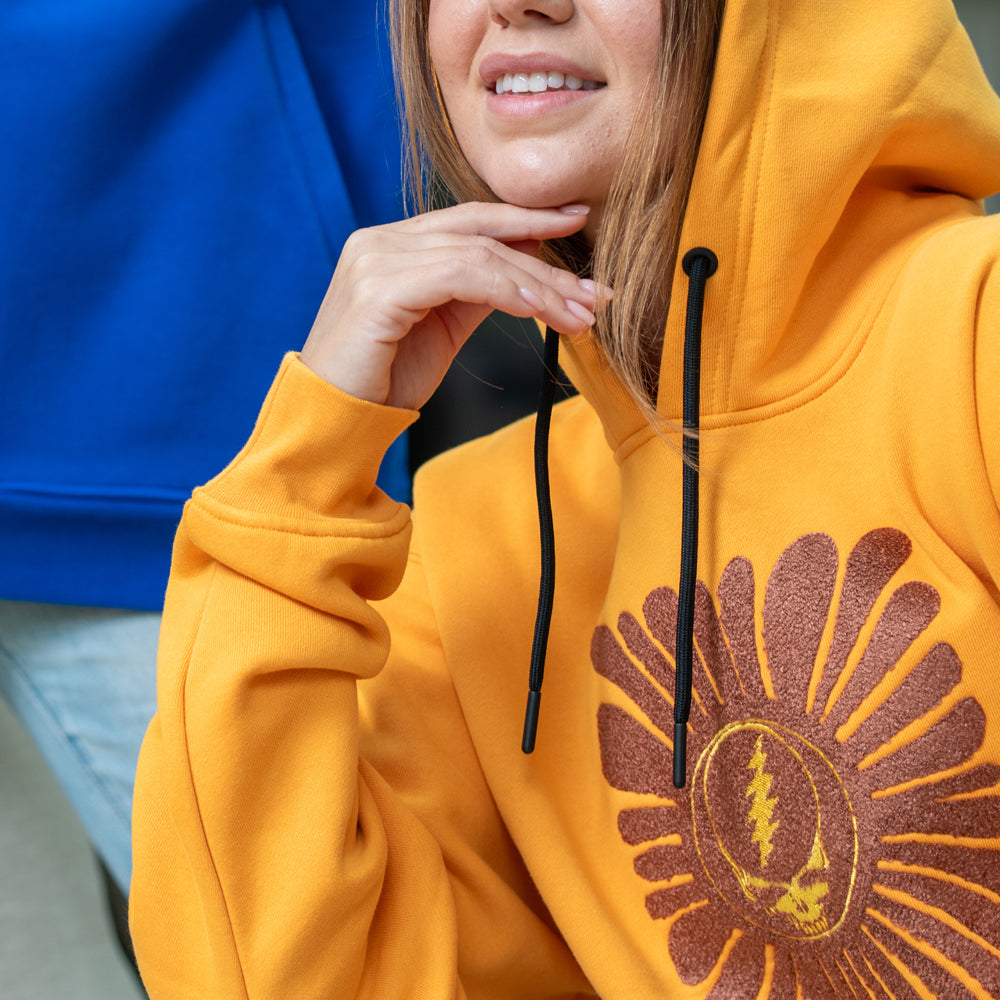 Women's Grateful Dead Chenille Embroidery Sun Stealie In Brown And Gold - Section 119
