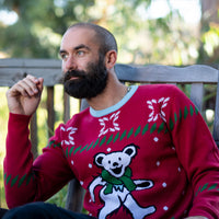 SHIPS 11/15: Grateful Dead Holiday Sweater Dancing Bear with Scarf - Section 119