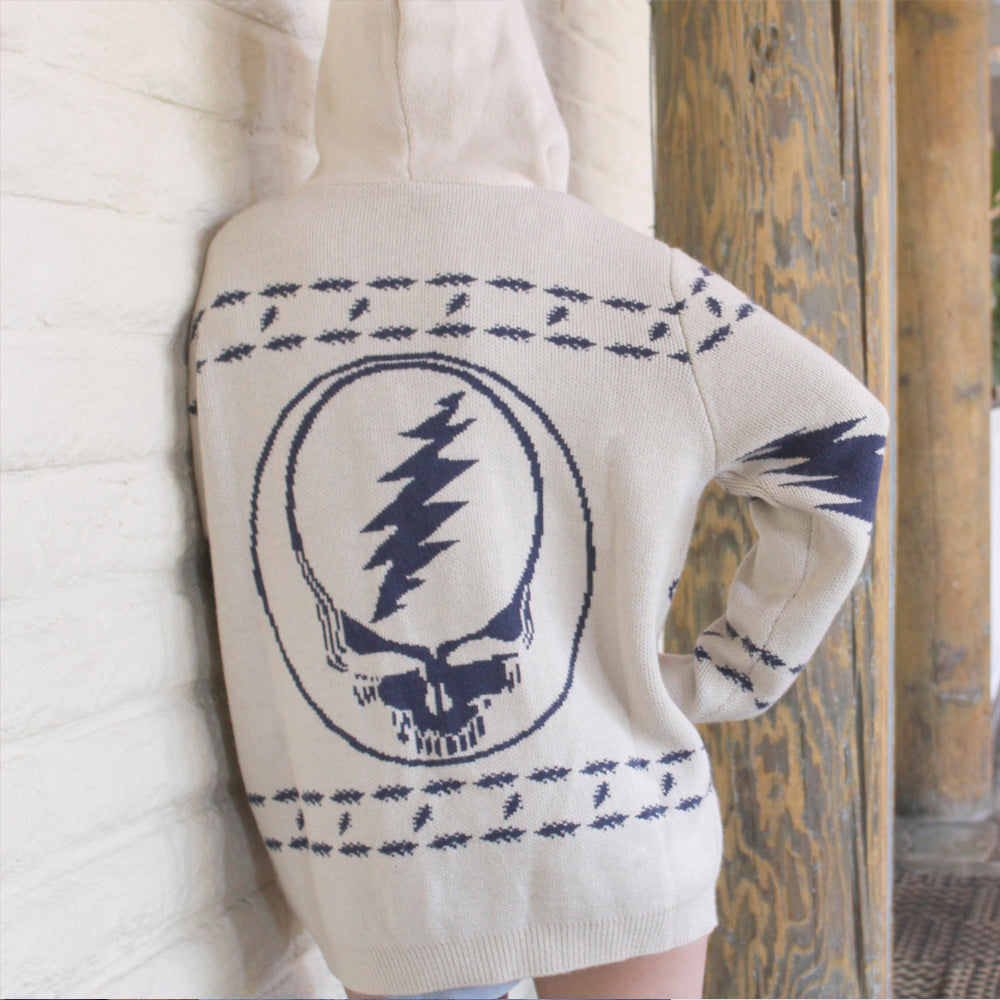 Grateful Dead | Zip-Up Sweater | Bolt Bear Stealie Blue Beige