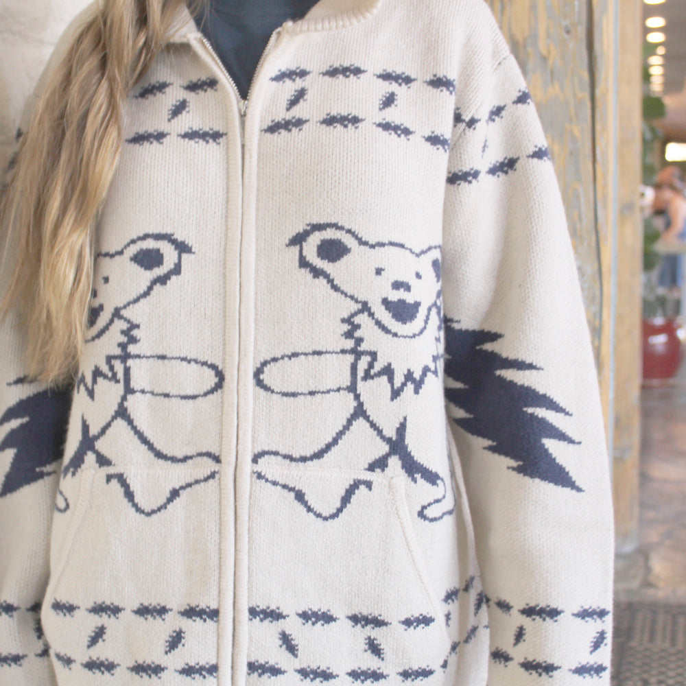 最終値下げ‼️90s BEAR by GLORY DAYS スウェット Grateful Dead | Zip-Up Sweater | Bolt Bear Stealie Blue Beige