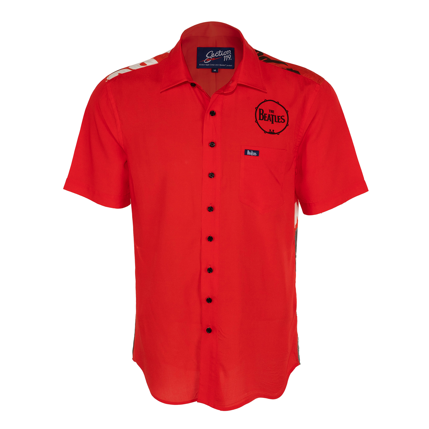 The Beatles | Relaxed Short Sleeve Button Down | Portrait Red - Section 119
