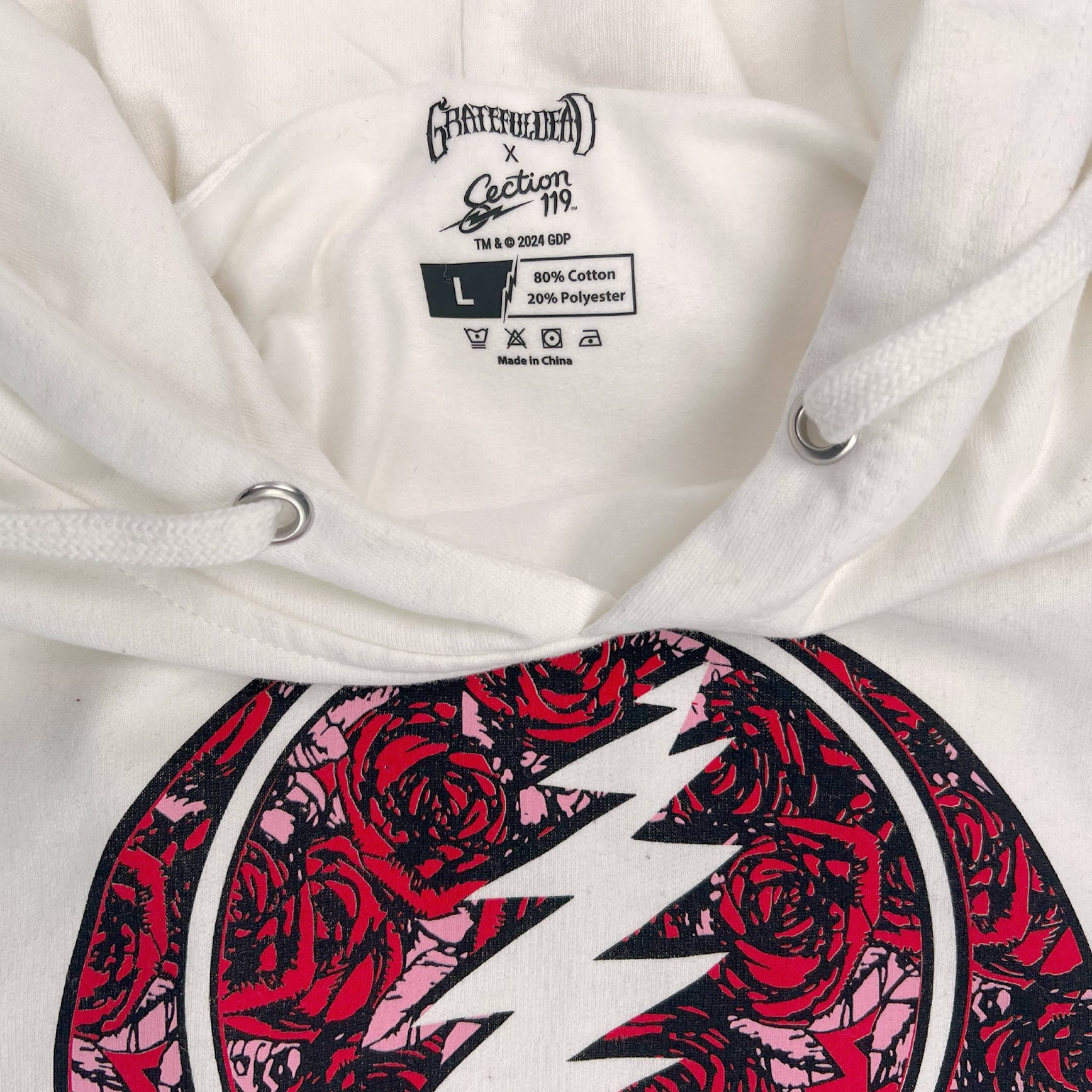 White hoodie with discount roses