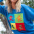 Grateful Dead Oversized Crewneck Sweater Four Sided Dancing Bears in Sky Blue - Section 119