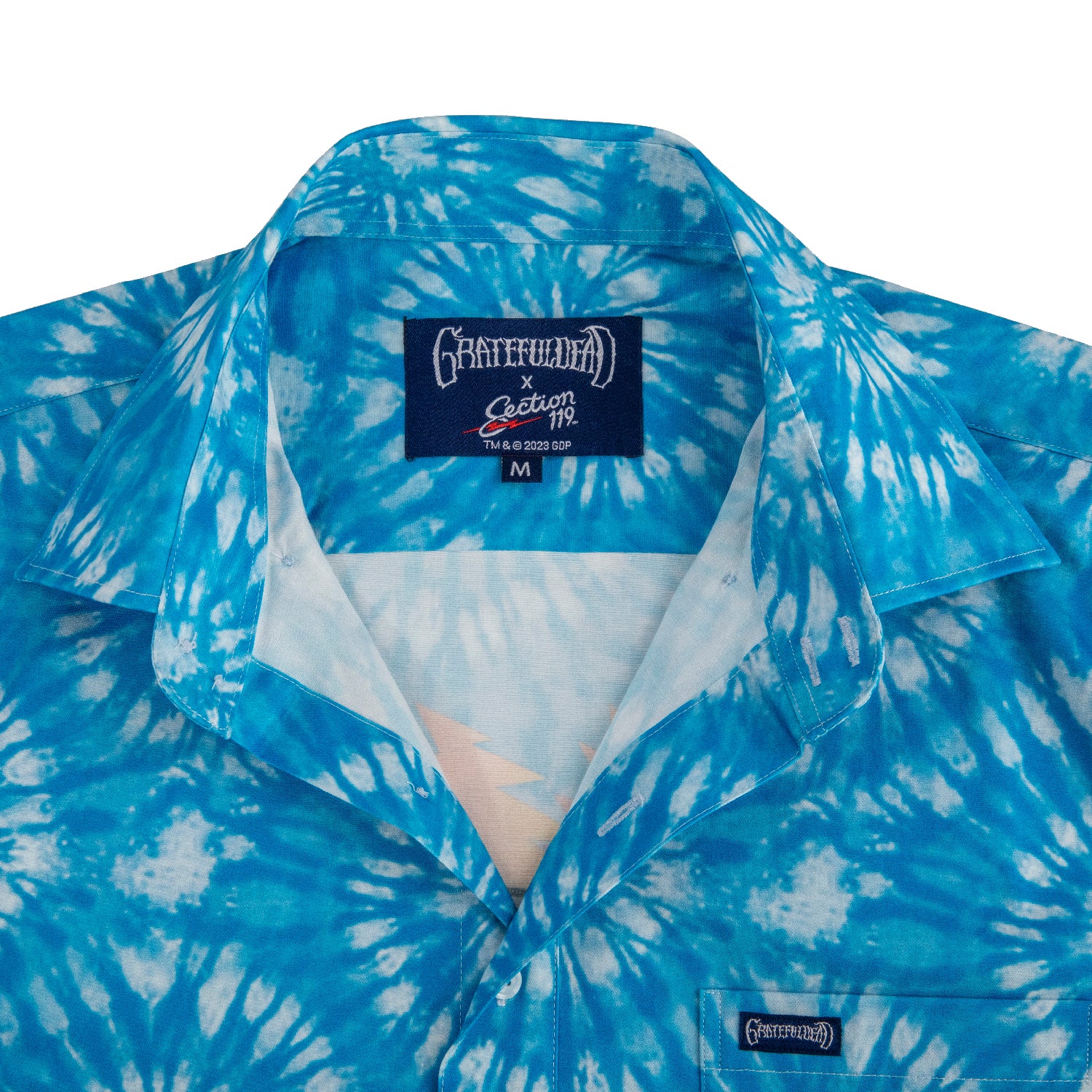 Grateful Dead Short-Sleeve Button Down Blue Tie Dye Sun Stealie - Section 119