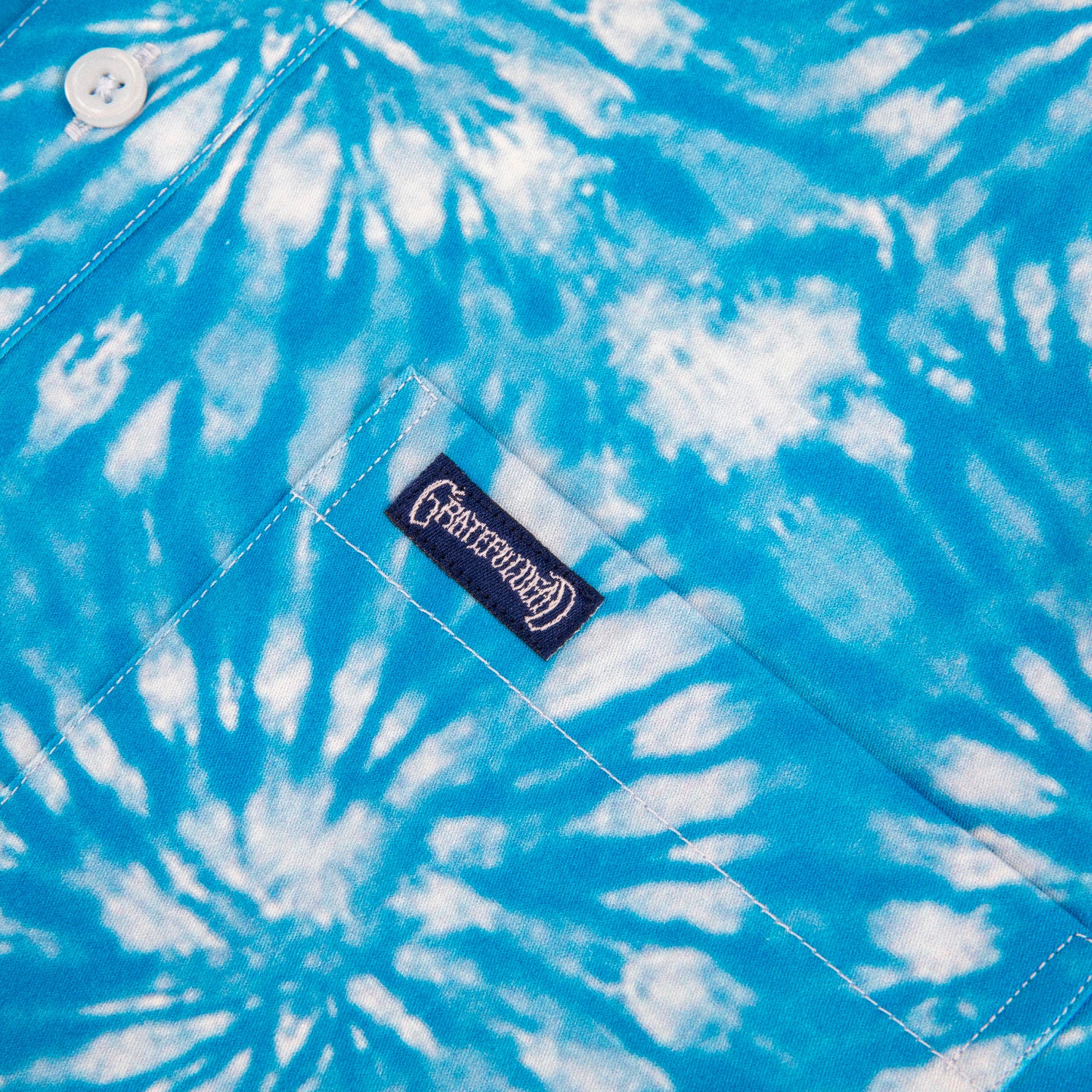 Grateful Dead Short-Sleeve Button Down Blue Tie Dye Sun Stealie - Section 119