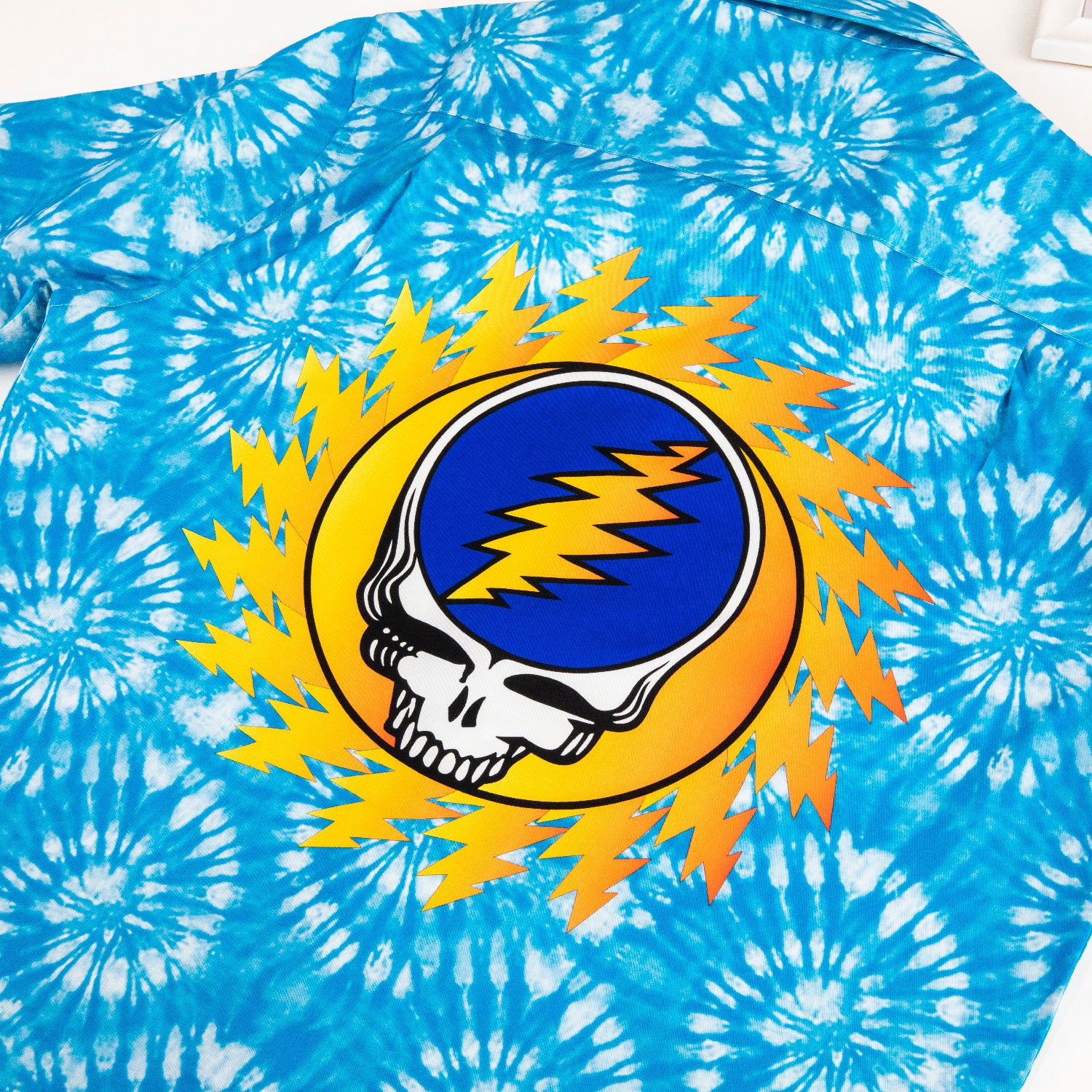 Grateful Dead Short-Sleeve Button Down Blue Tie Dye Sun Stealie - Section 119