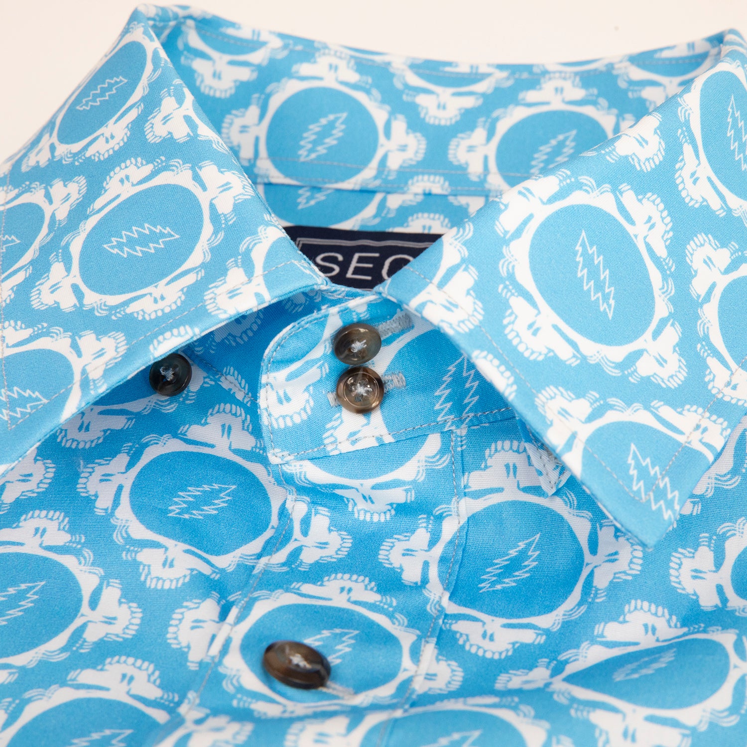 Grateful Dead Light Blue Steal Your Face Short Sleeve Shirt - Section 119