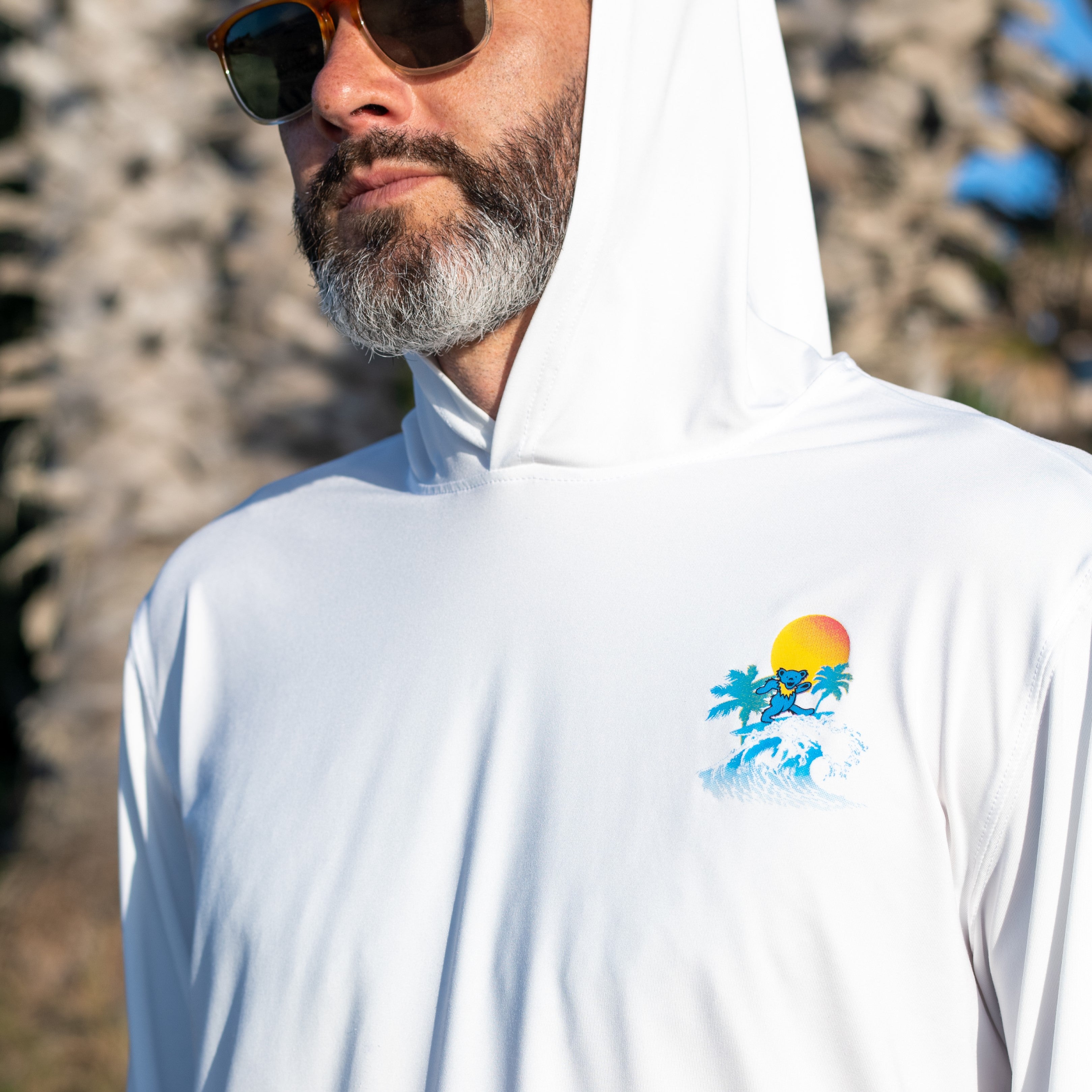 GRATEFUL DEAD HOODIE LW OUTDOOR WHITE WAVE BEAR - Section 119