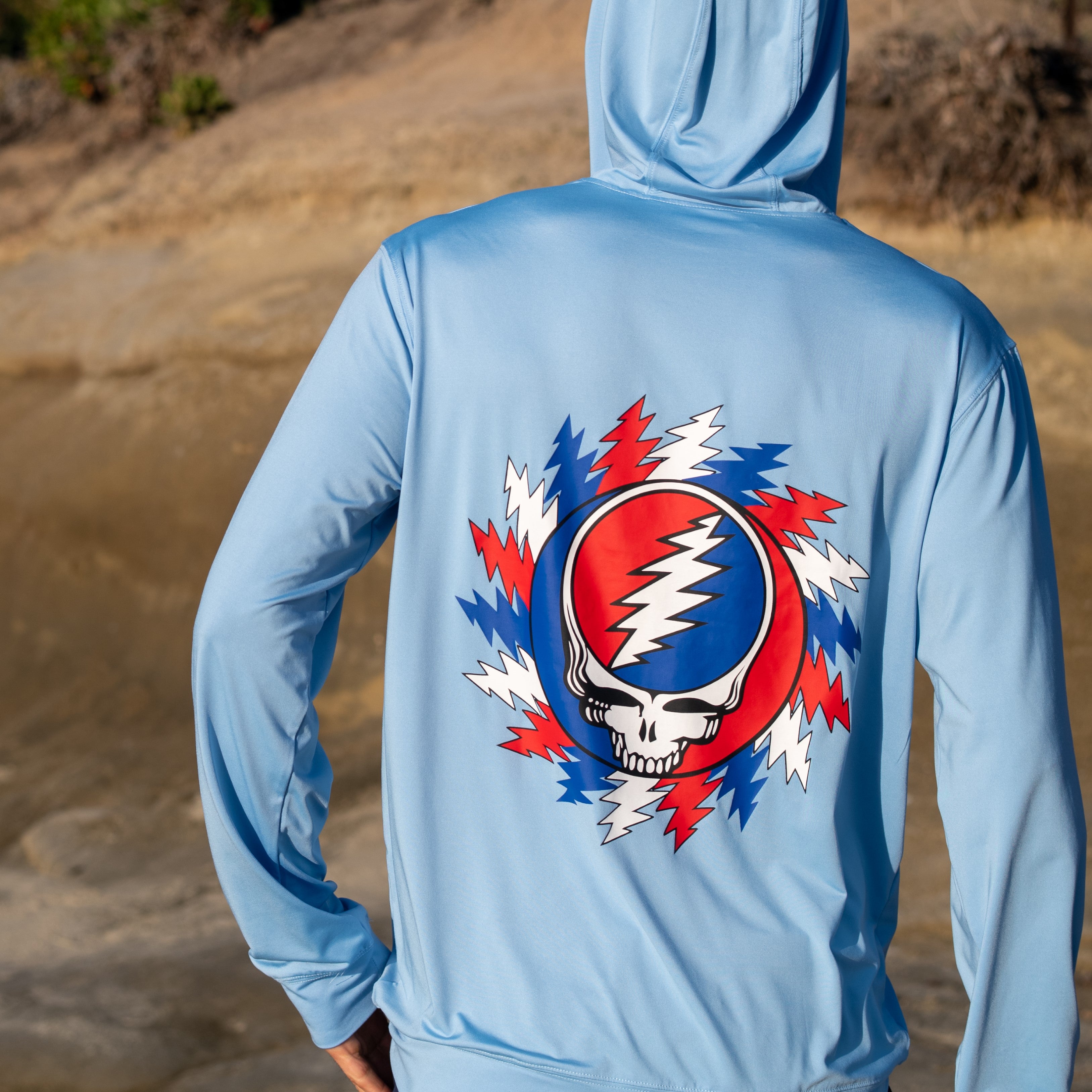 Grateful Dead UPF 50 Hoodie Sun and Swim Steal Your Face Bolts