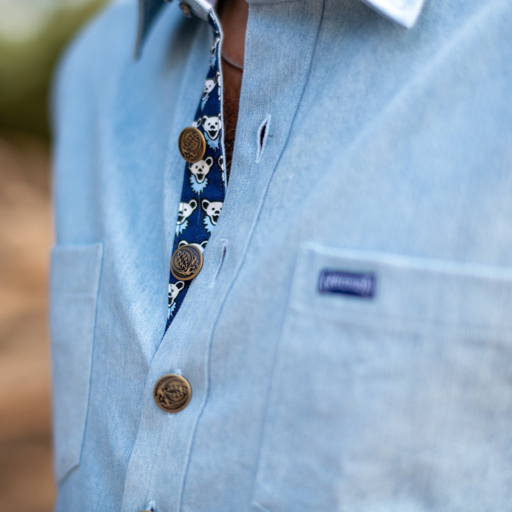 Grateful Dead Premium Denim Bear Button Down