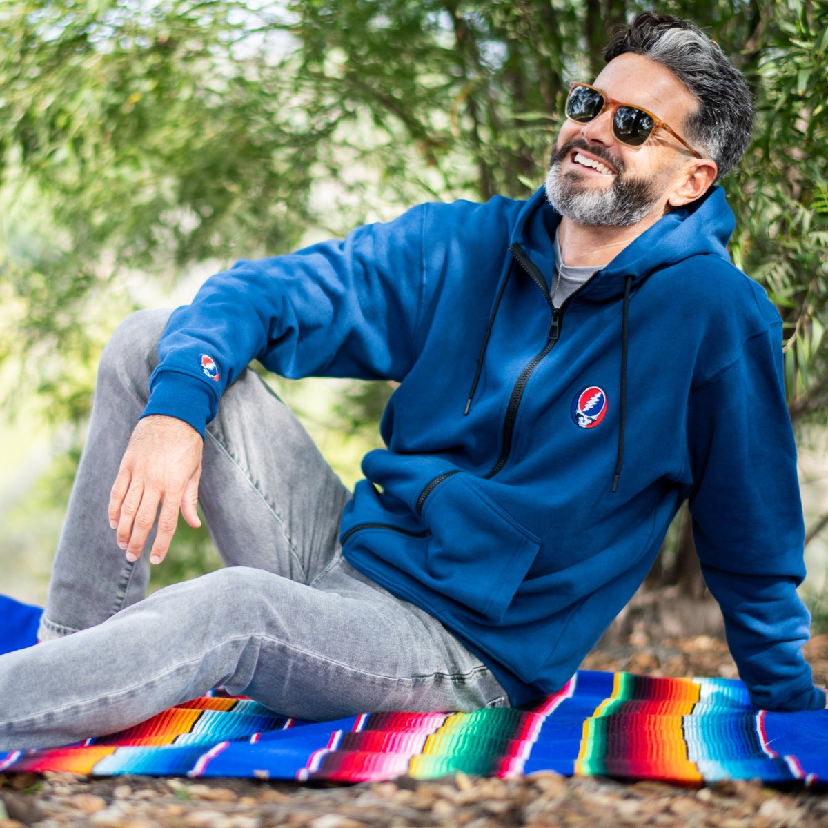 Grateful Dead  Zip-Up Hoodie Navy Stealie - Section 119
