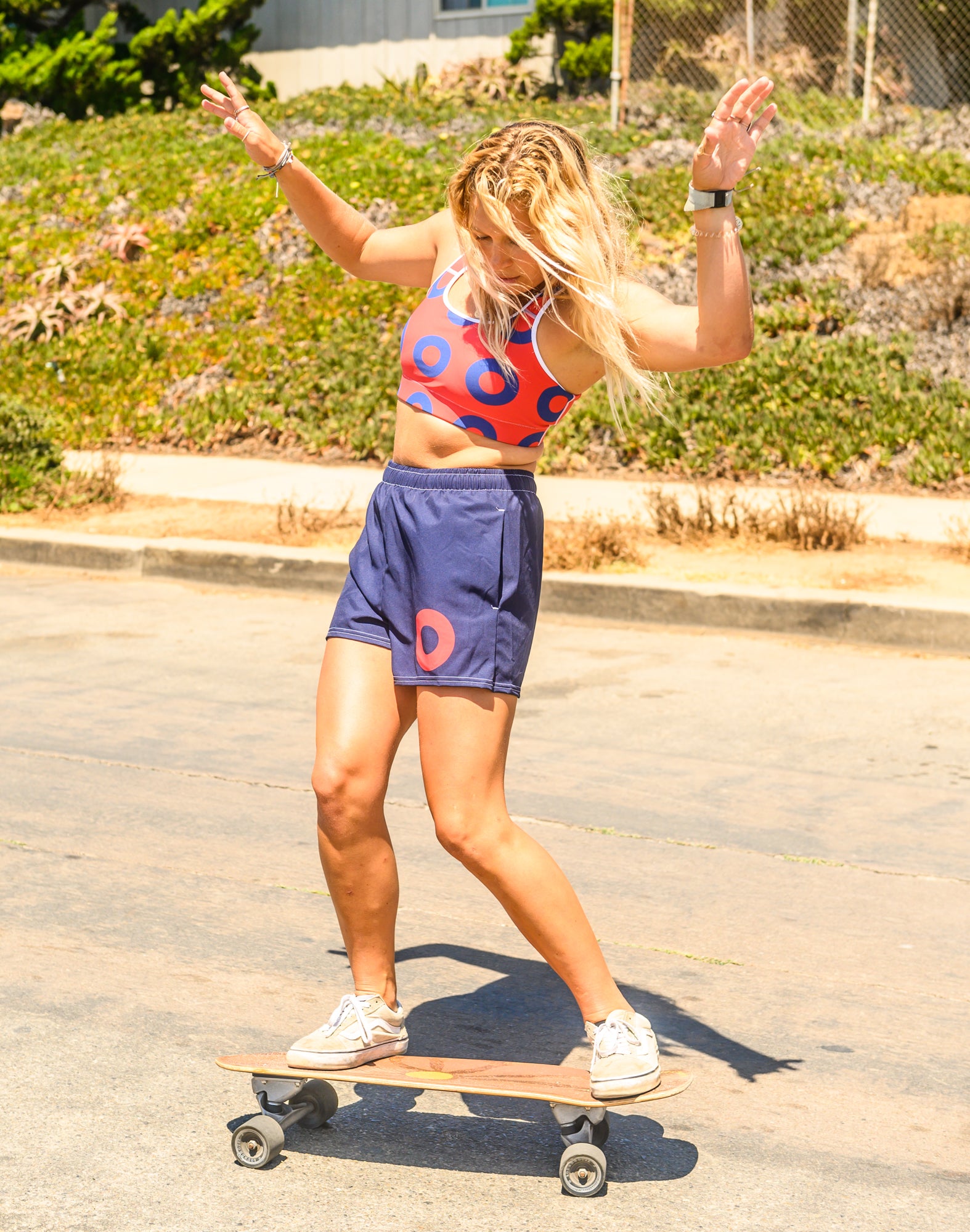 Red with Navy Donut Sports Bra - Section 119
