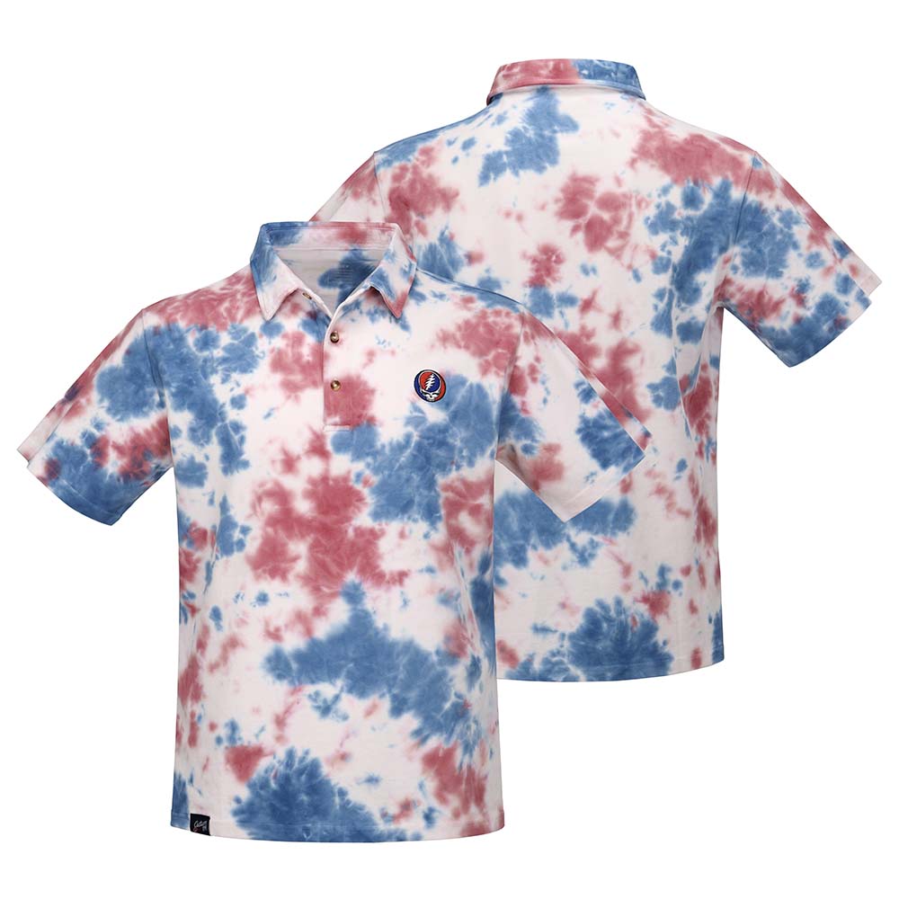Grateful Dead Pique Polo Red White and Blue Stealie - Section 119