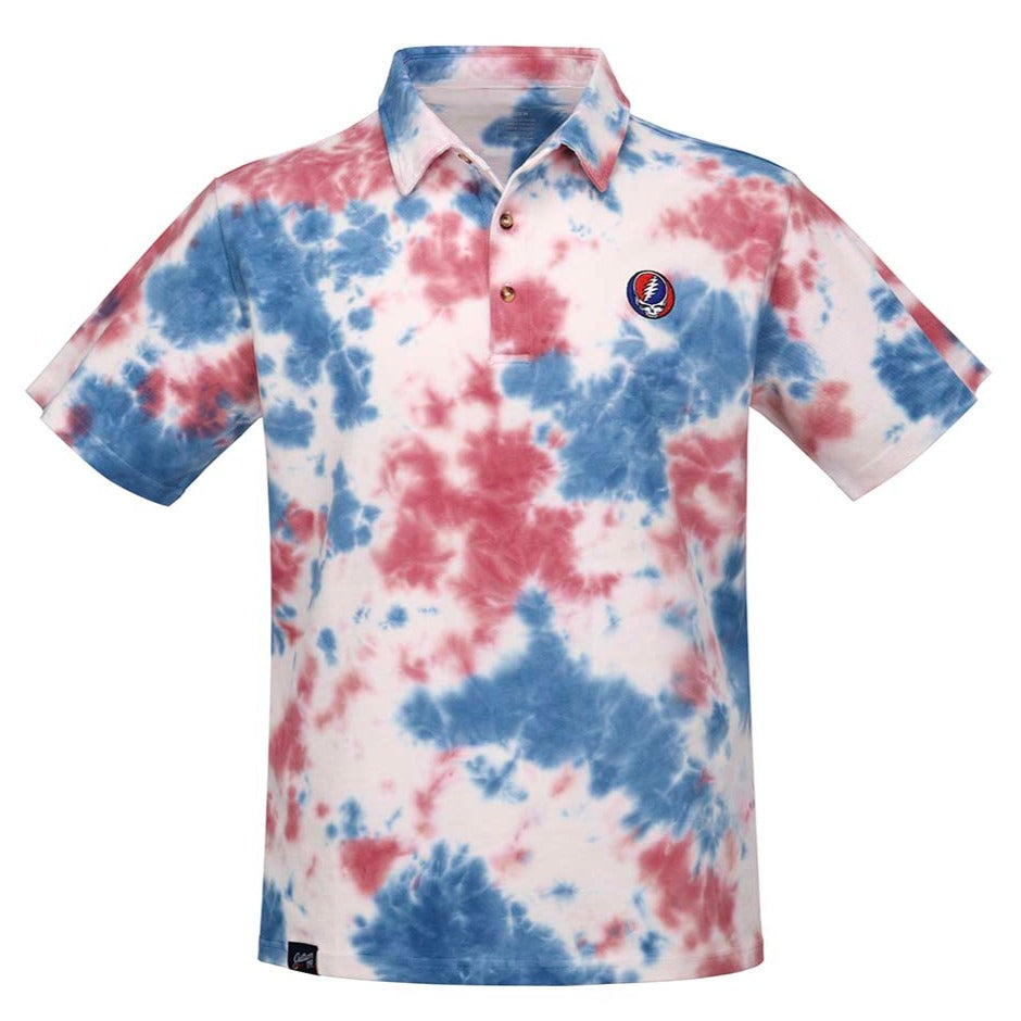 Grateful Dead Pique Polo Red White and Blue Stealie - Section 119