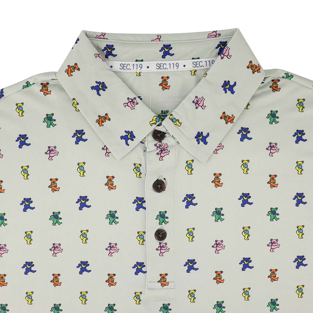 Grateful Dead Dry Fit Grey Dancing Bears Polo - Section 119