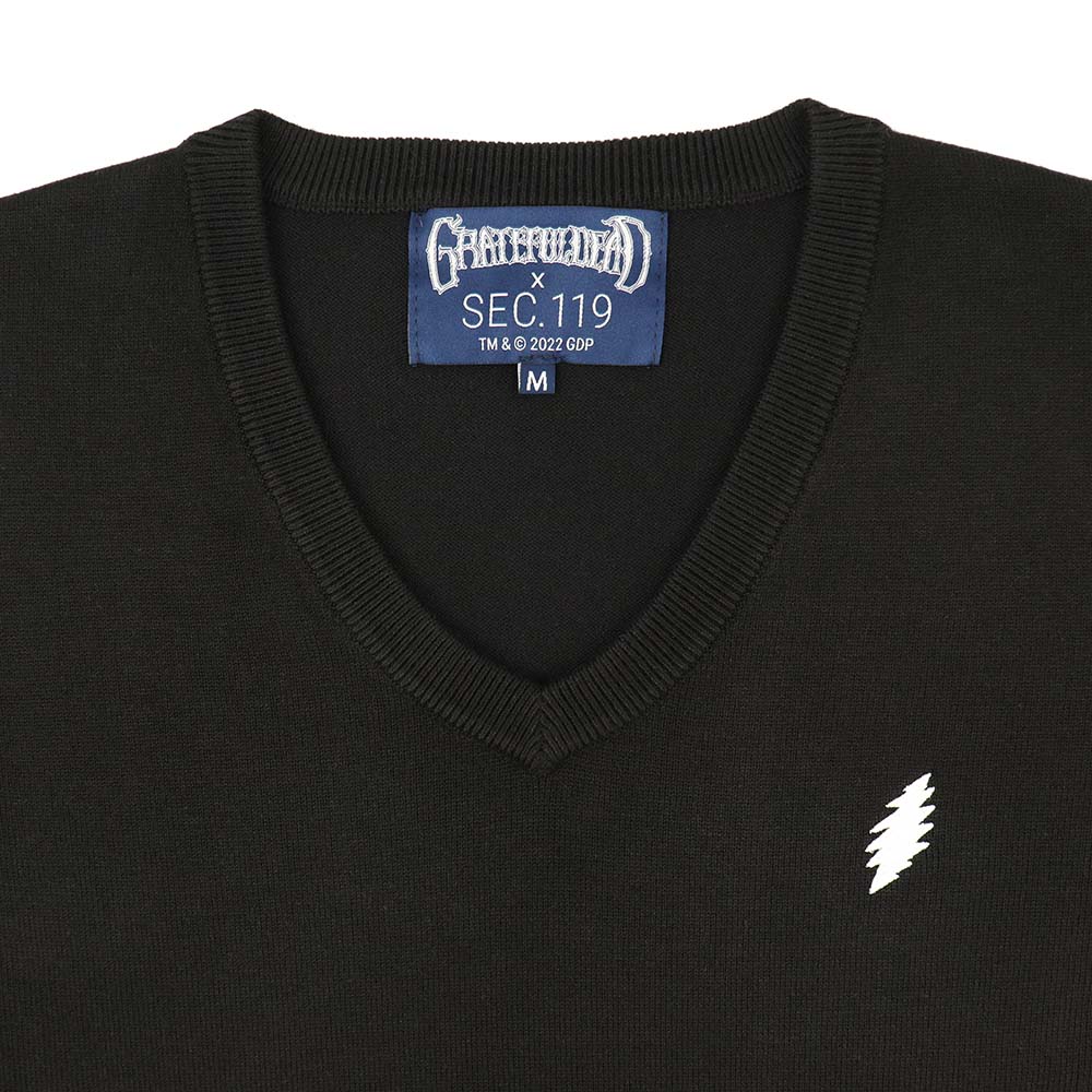 Grateful Dead V-Neck Sweater Black Bolt - Section 119
