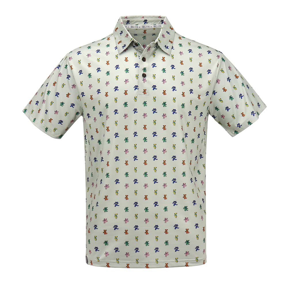 Grateful Dead Dry Fit Grey Dancing Bears Polo - Section 119