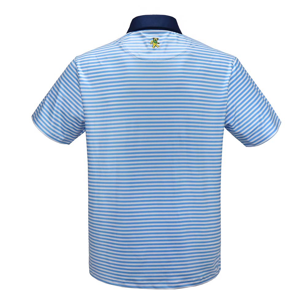 Grateful Dead Blue-Stripe Dancing Bear Dry Fit Polo - Section 119