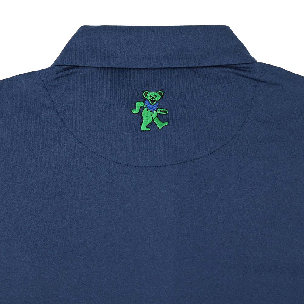 Grateful Dead Navy Dancing Bear Long Sleeve Dry Fit Polo– Section 119