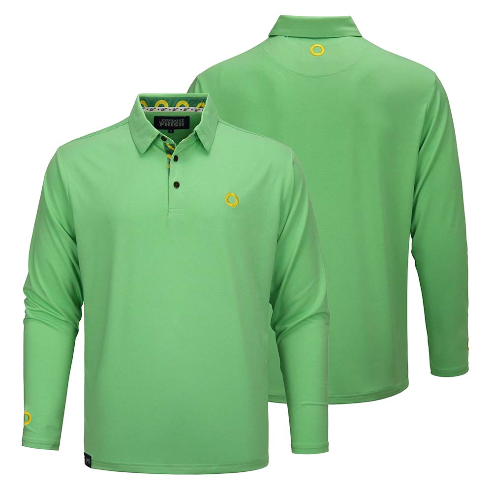 Phish Lime Dry Fit Long Sleeve Polo with Yellow Donut - Section 119