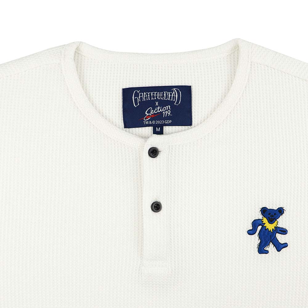 Grateful Dead Henley Blue Bear on White - Section119, XL