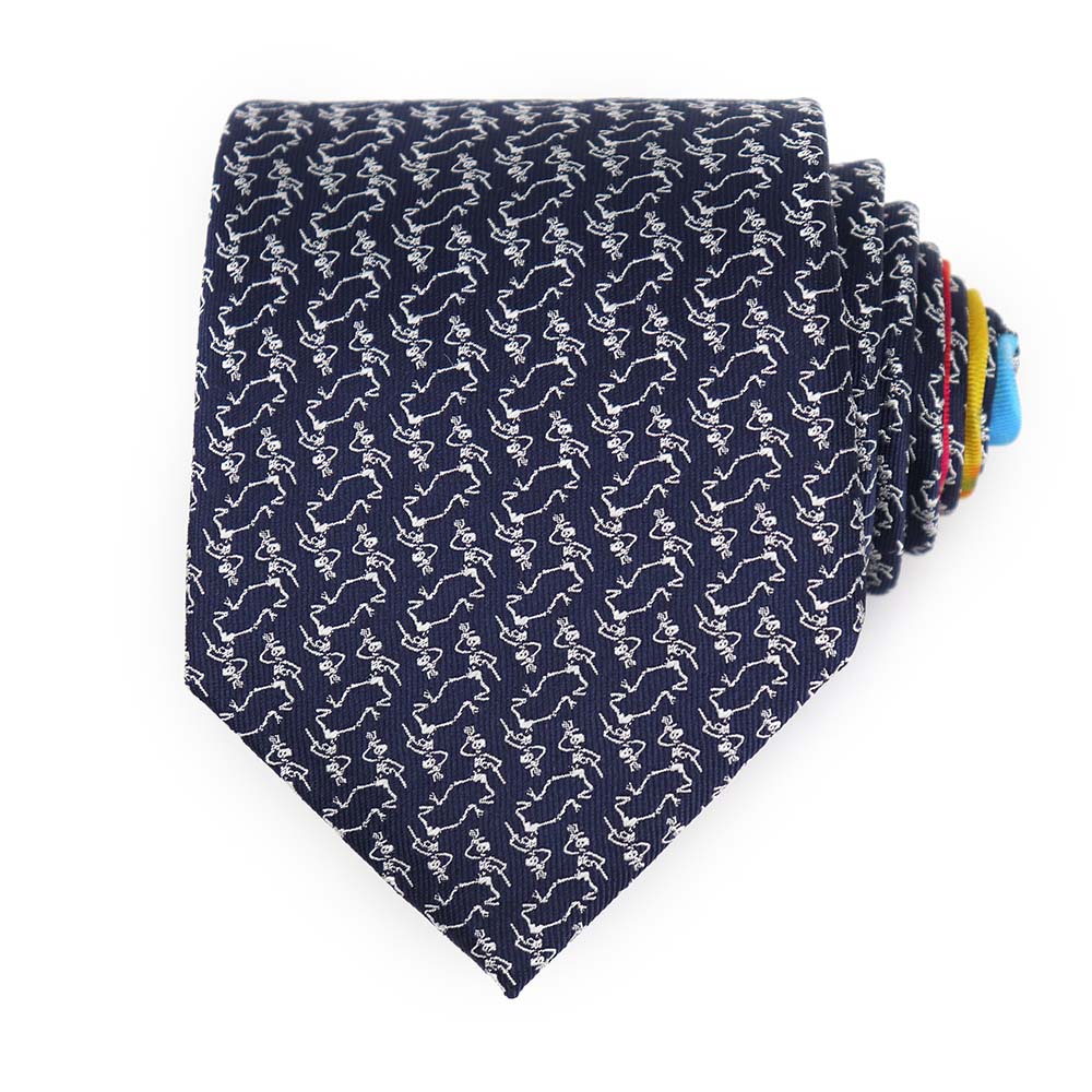 Navy All Over Dancing Skeletons Tie - Section 119