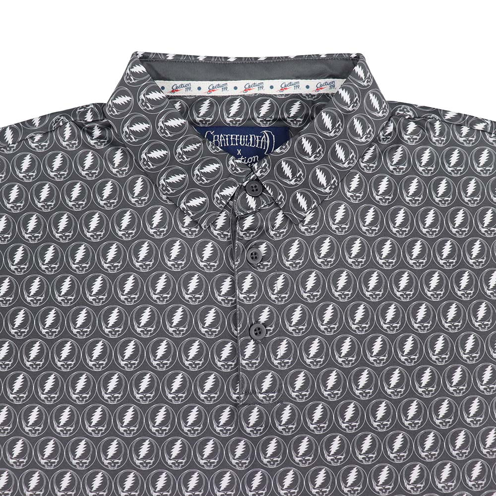 Grateful Dead Performance Polo Grey Stealie - Section 119