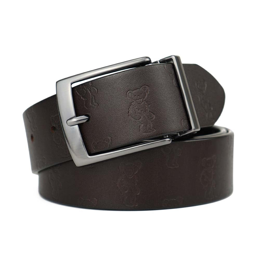 Bke Reversible Leather Belt - Grey/Black 46, Men's