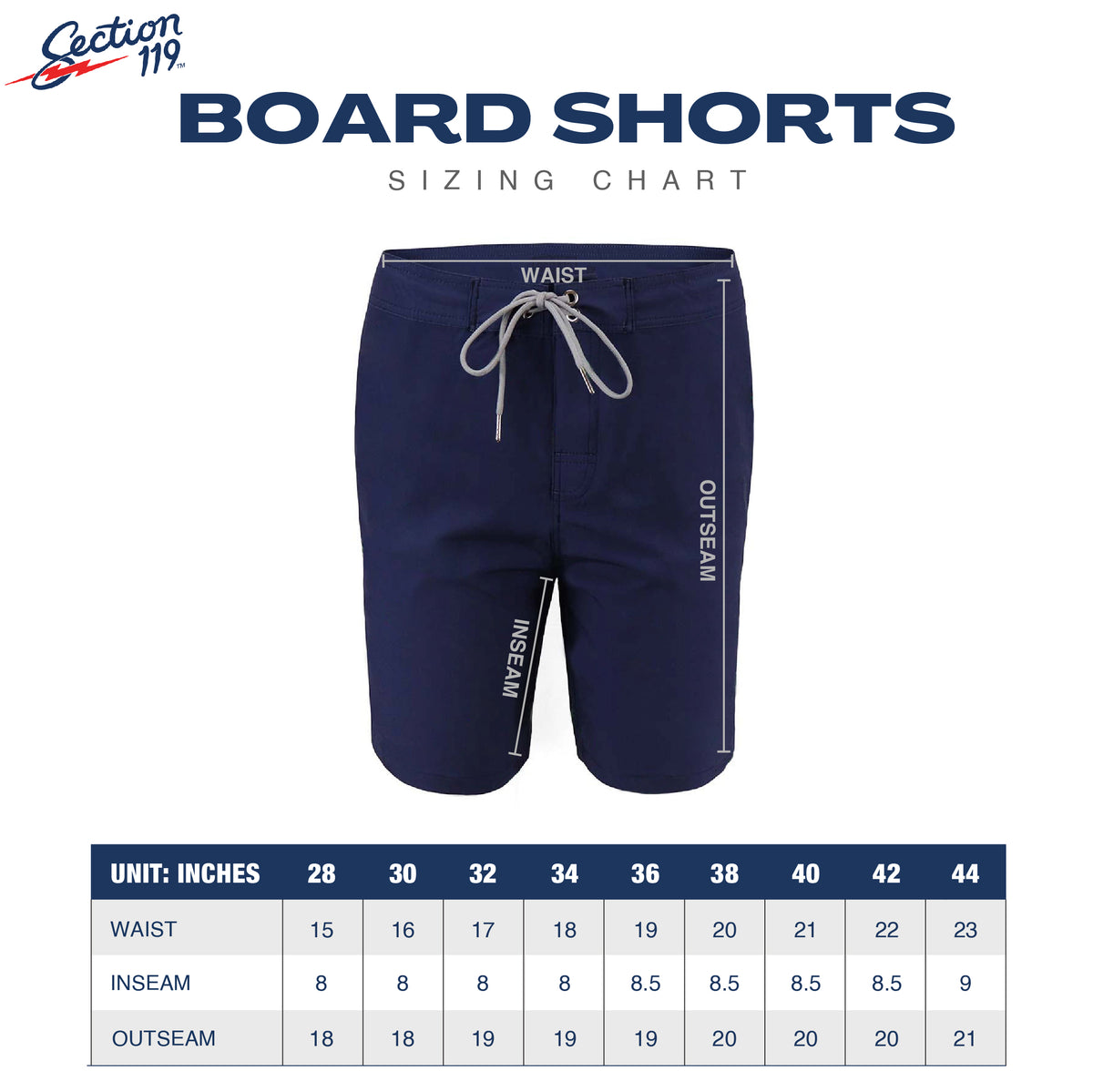 David Bowie Navy Bolt Board Shorts - Section 119