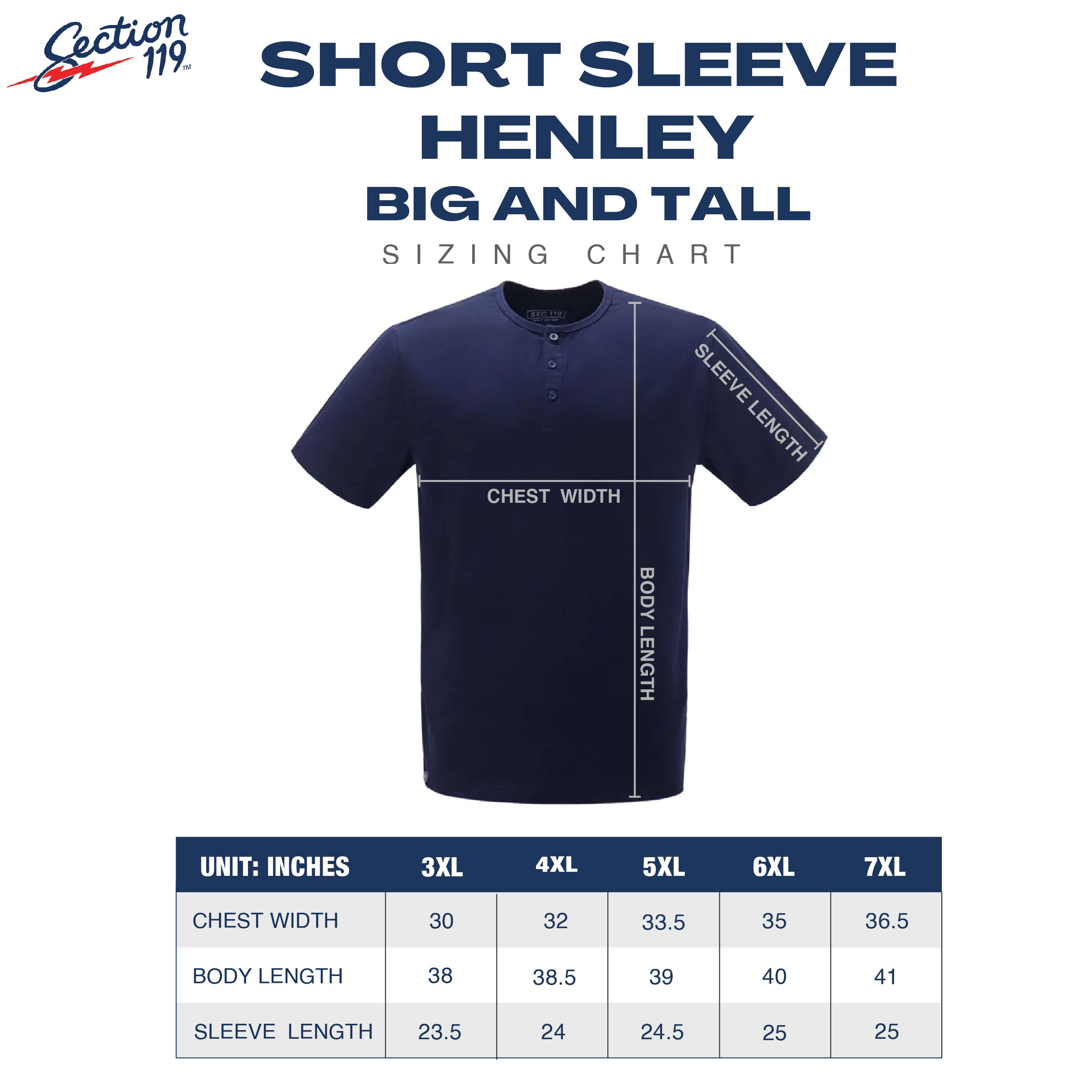 Big and Tall Short Sleeve Henley Black with Stealie - Section 119