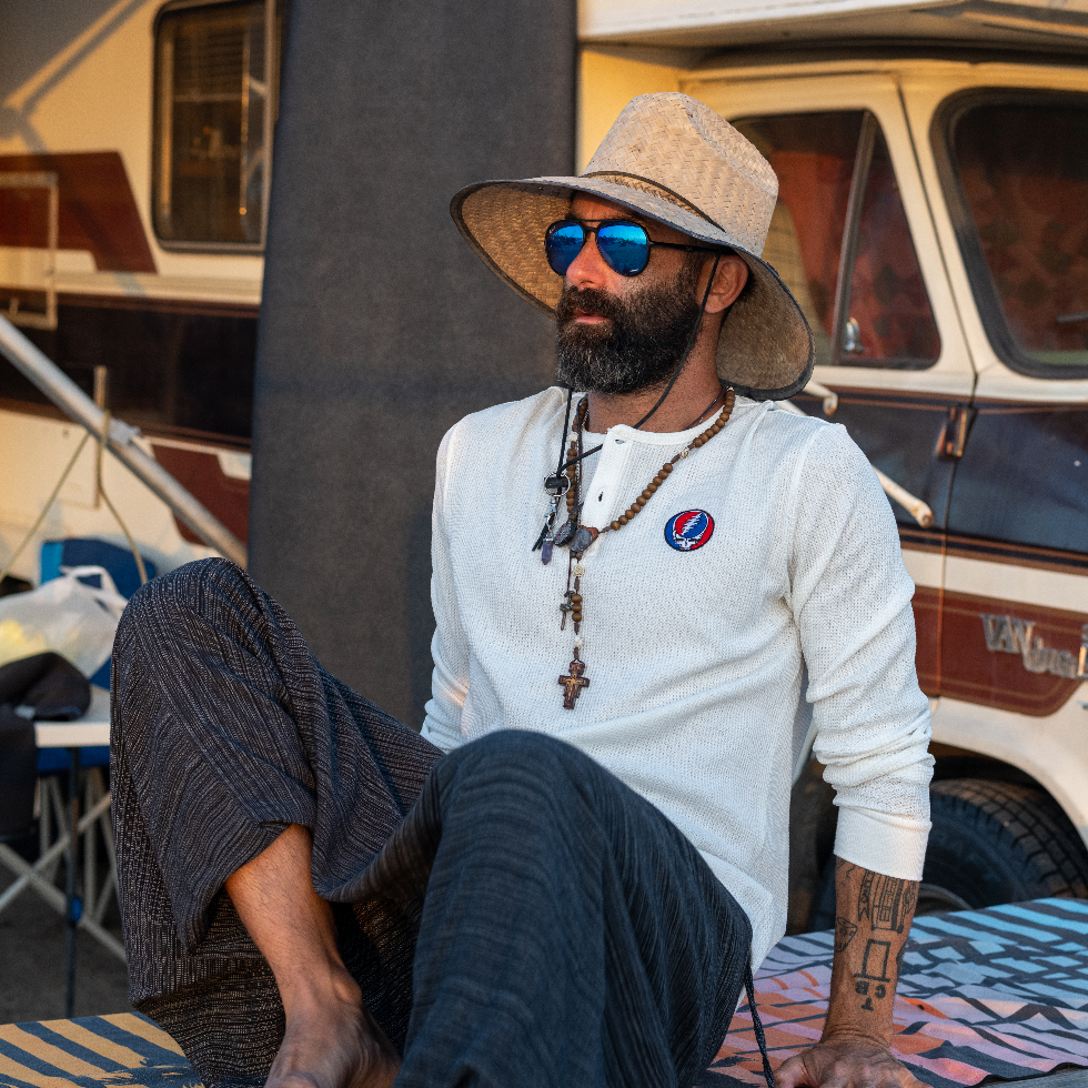 Grateful Dead White Steal Your Face Henley - Section 119