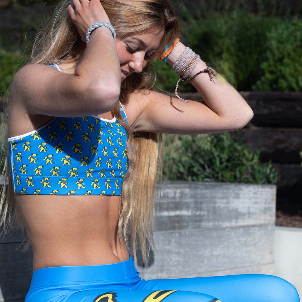 Grateful Dead Blue and Yellow Dancing Bear Sports Bra - Section 119