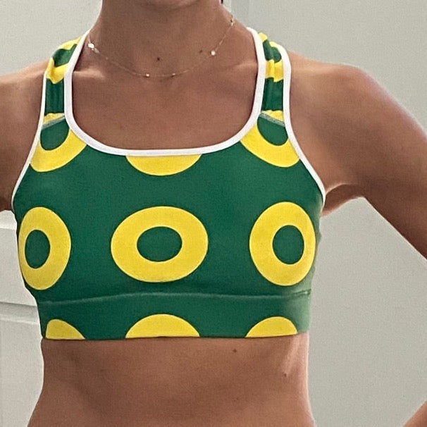 9th Cube Green with Yellow Donut Sports Bra - Section 119