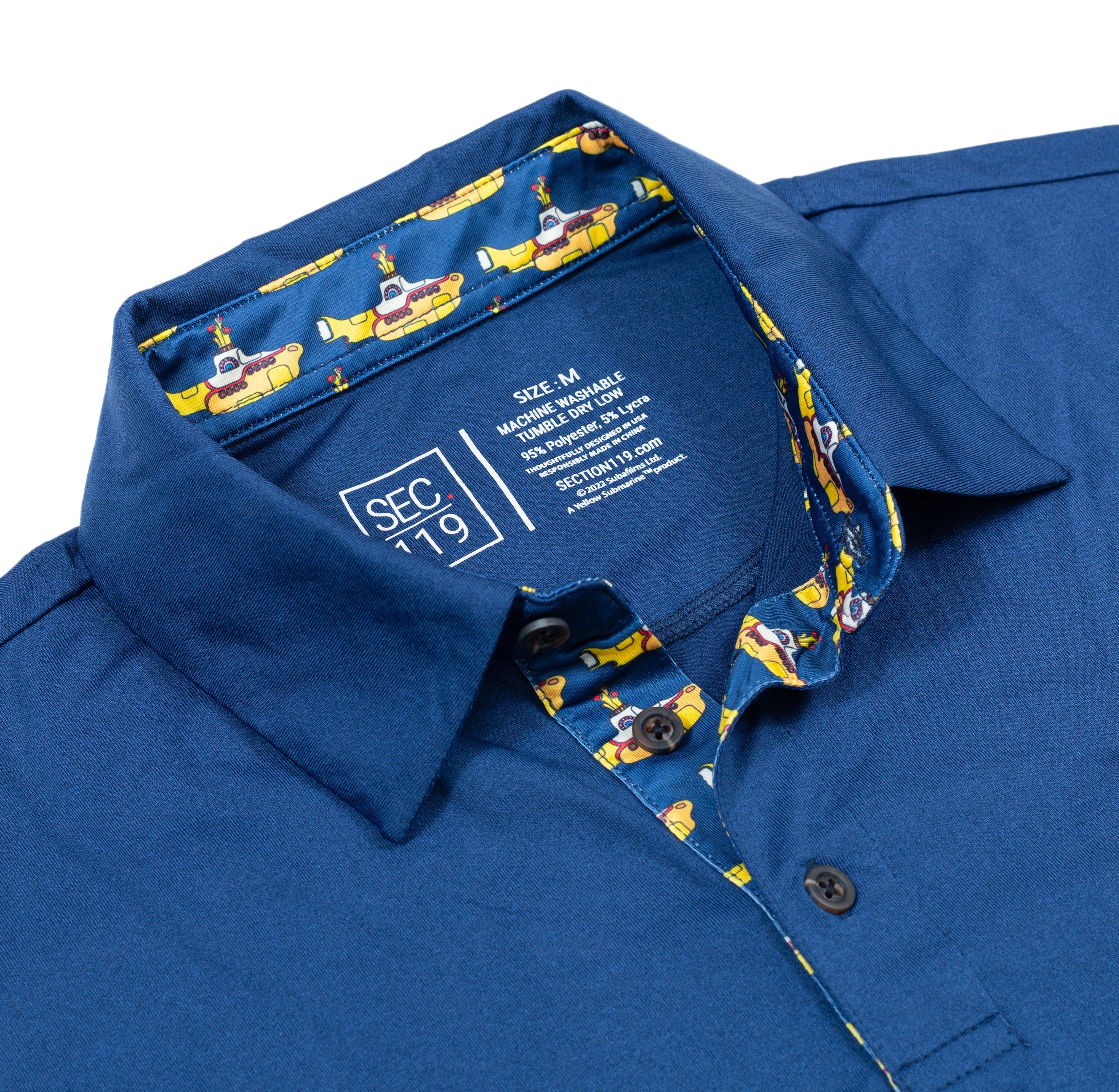 The Beatles Navy Yellow Submarine Dry Fit Polo - Section 119