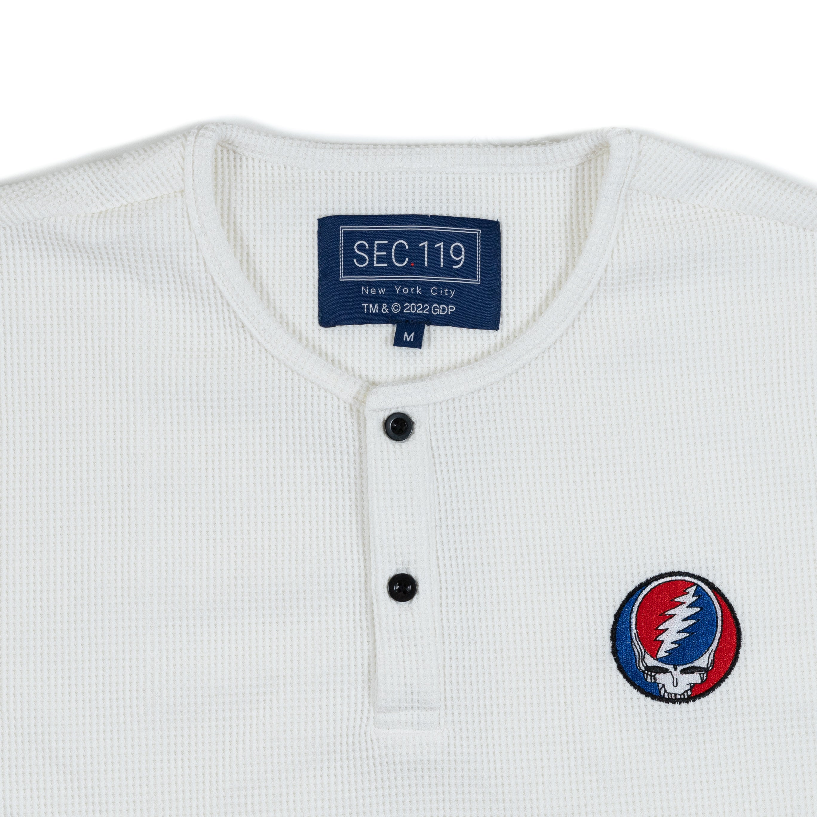 Grateful Dead White Steal Your Face Henley - Section 119