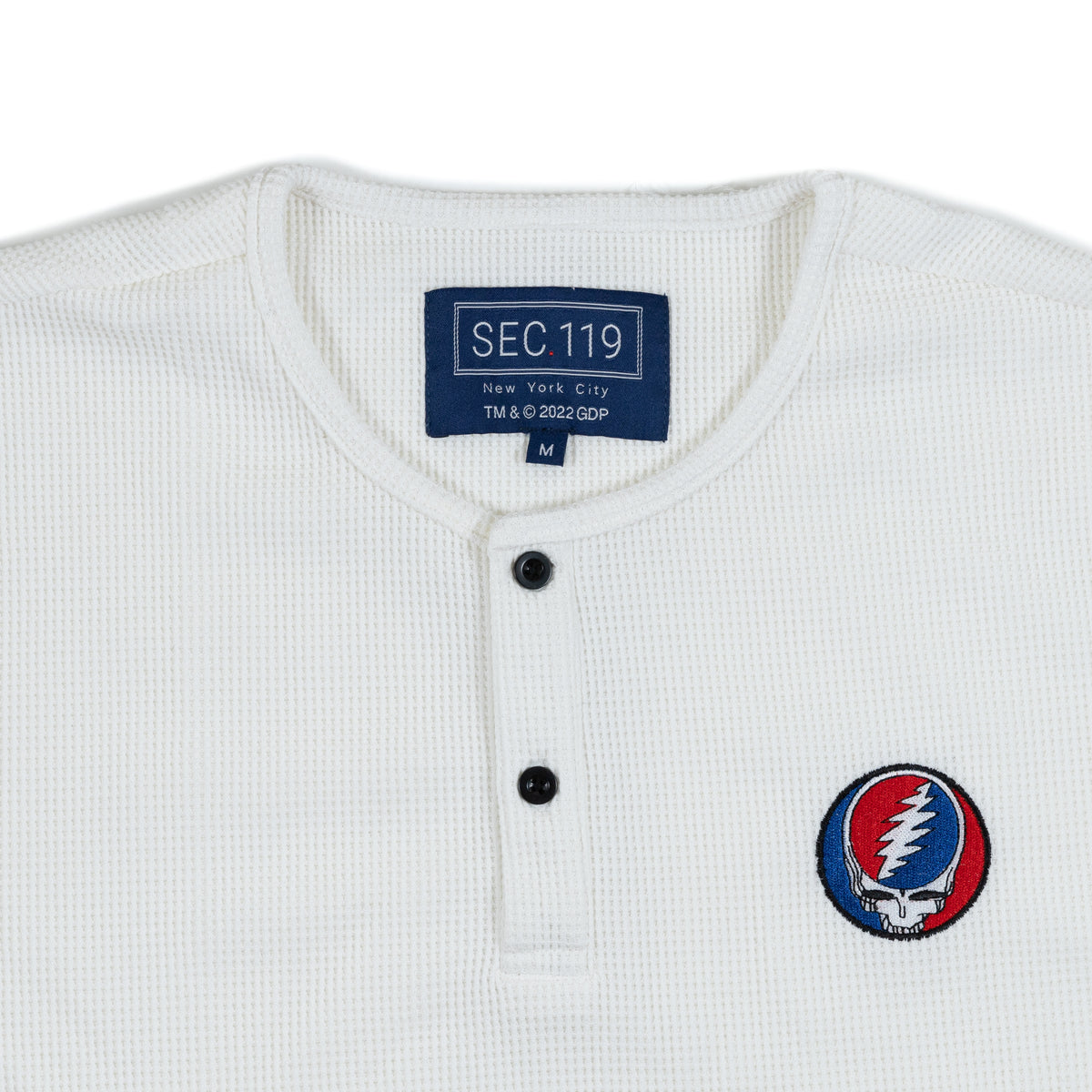 Grateful Dead White Steal Your Face Henley - Section 119